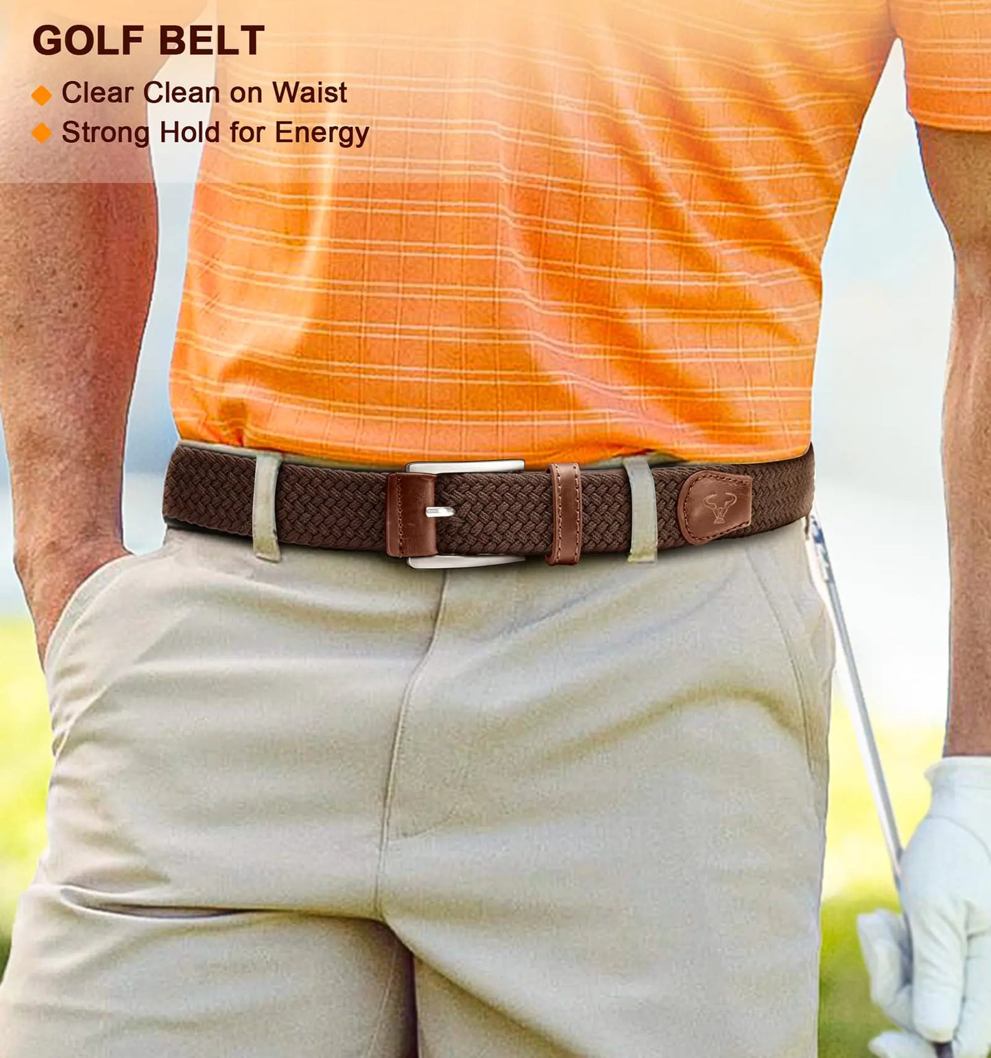 BULLIANT Stretch Belt Men,Mens Gift Woven Braided Web Belt 1 3/8 for Golf Casual Pants Shirts Jeans Dark Brown 1349 38"-42"Waist Adjustable